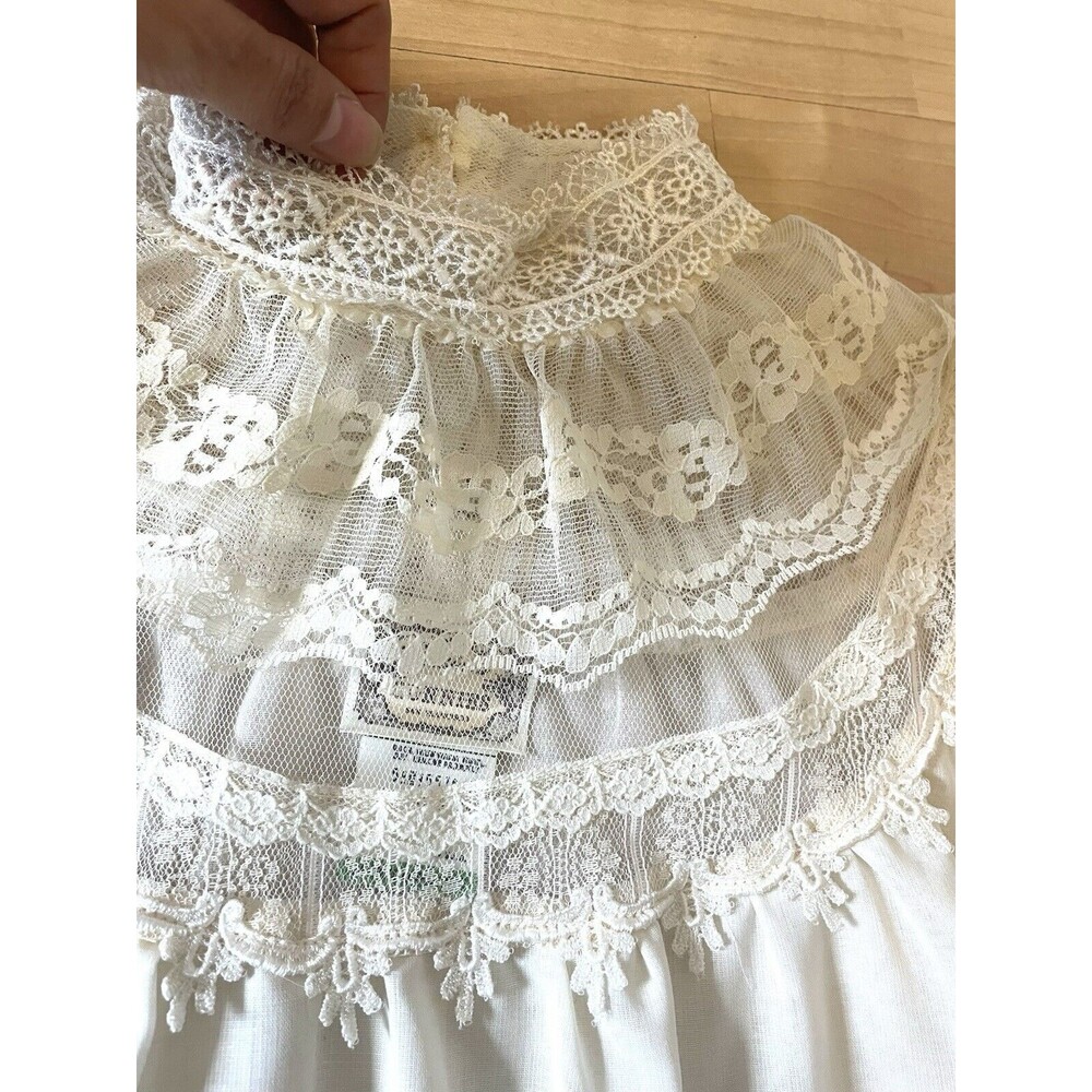 VTG Gunne Sax Blouse Top Victorian 70s Jessica’s Gunnies Ivory Cream Size 13 M/L - Picture 7 of 12